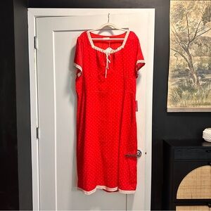 Red Polka Dot Dress with White Trim